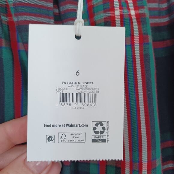 Free Assembly Plaid Midi Skirt 4 High Waist NWT Rare Find - Picture 5 of 7